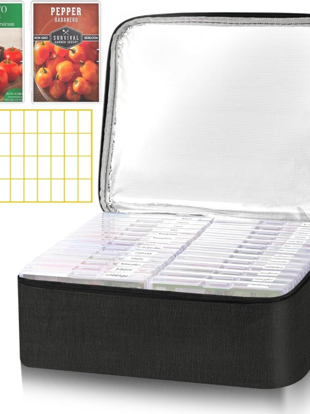 26 Slots Seed Storage Organizer Box with Insulated Bag That Holds 80-200 Seed En